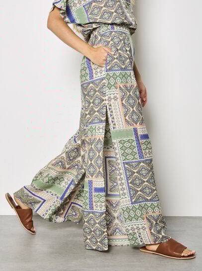 Folk Patchwork Wide Leg Trousers