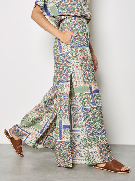 Folk Patchwork Wide Leg Trousers
