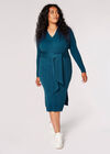 Curve Ribbed Midi Dress, Teal, large