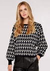 Houndstooth Batwing Jumper, Black, large