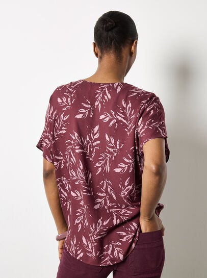 Leaf Print Woven T-Shirt