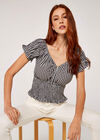 Gingham Smock Detail Top, Black, large