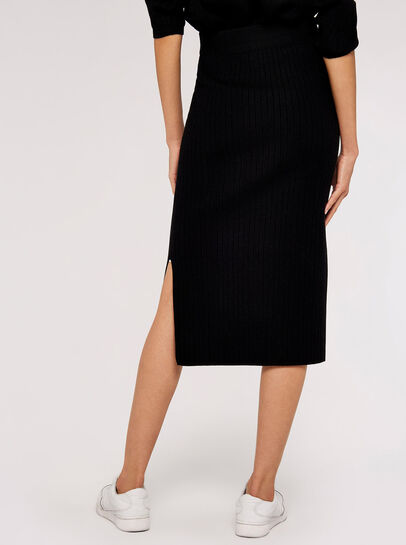 Vertical Rib Side Split Skirt