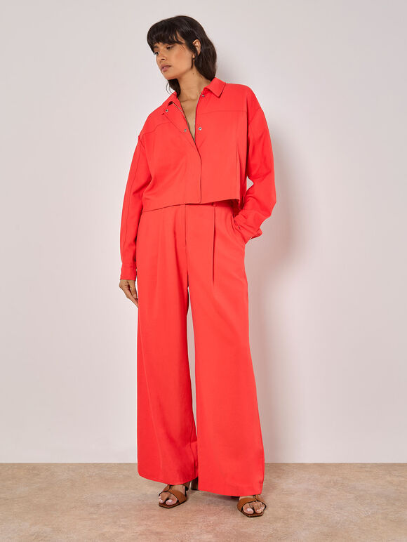 Soft Tailored Wide Leg Trousers, Red, large