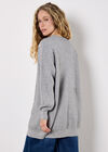 Sequin Embellished Long Cardigan, Grey, large