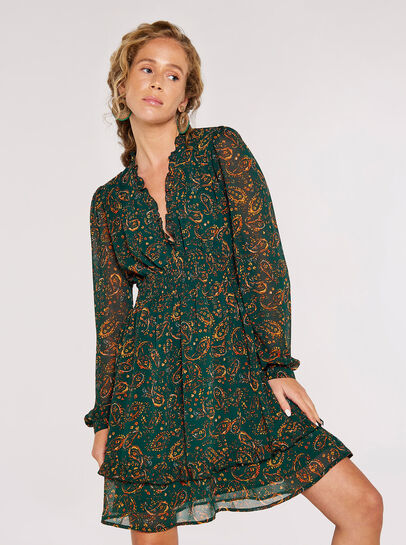 Paisley Ruffle Mini Dress 