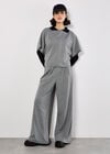Wide Leg Dogtooth Trousers, Black, large