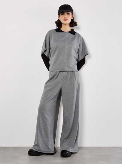 Wide Leg Dogtooth Trousers