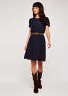 Shirred Waist Dress, Navy, large