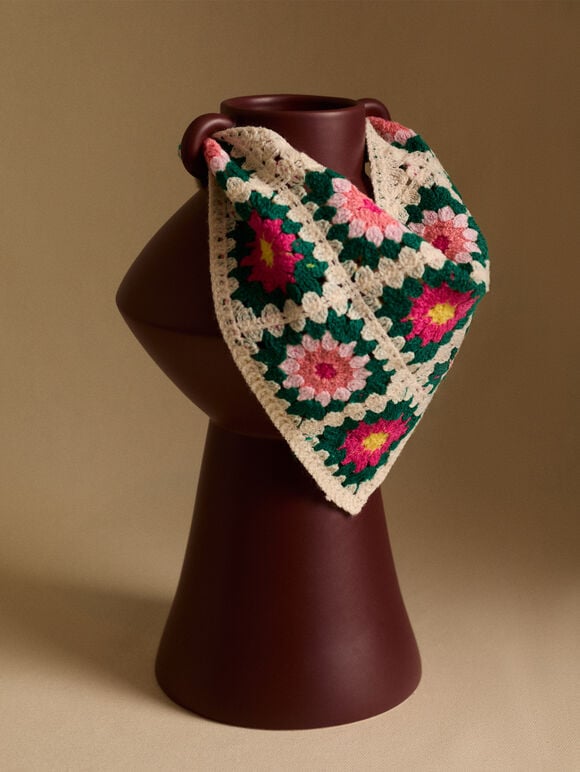 Crochet Head Scarf, Green, large