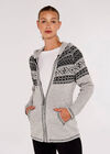 Fairisle Zip Through Cardigan, Grey, large