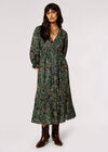 Paisley Ruffle Midaxi Dress, Green, large