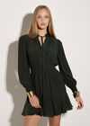 Ruffle Neck Mini Dress, Green, large