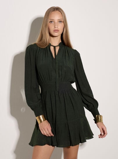 Ruffle Neck Mini Dress