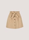Paper Bag Button-Down Mini Skirt, Stone, large
