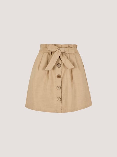 Paper Bag Button-Down Mini Skirt
