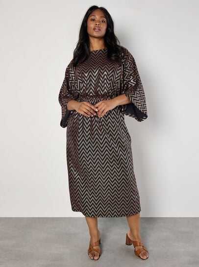 Curve Chevron Mirror Sequin Midi Dress