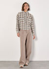 Cropped Check Shirt, Cream, large