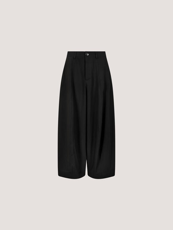 Oversized Wide-Leg Barrel Trousers, Black, large
