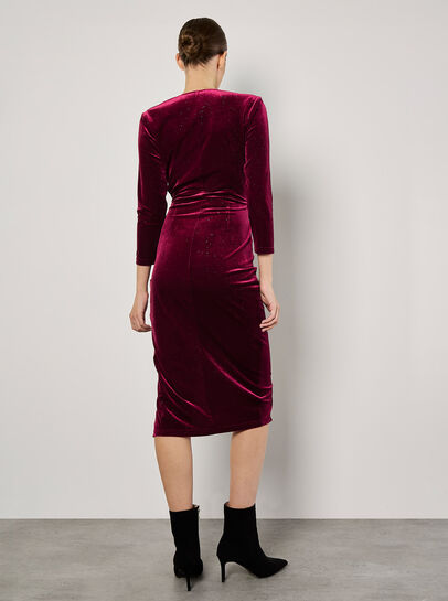 Glitter Velvet Wrap Midi Dress