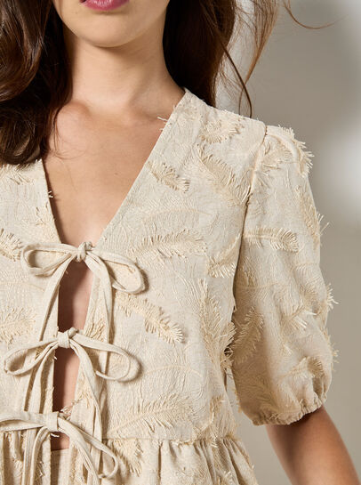 Eyelash Embroidery Linen Blend Blouse