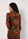 Ikat Print Chiffon Blouse, Khaki, large
