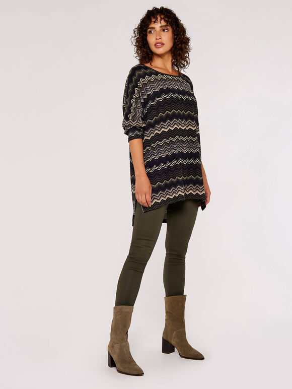Chevron Side Zip Top, Khaki, large