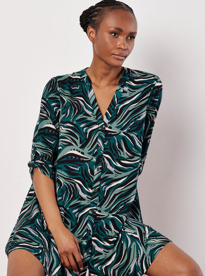 Abstract Swirl Shirt Mini Dress
