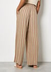 Linen Blend Wide-Leg Stripe Trousers, Stone, large