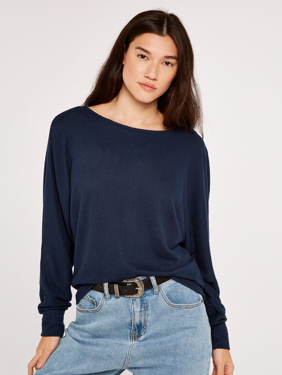 Reversible Button Up Top, Navy, large