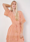 Dobby Ruffle Tiered Midi Dress, Coral, large