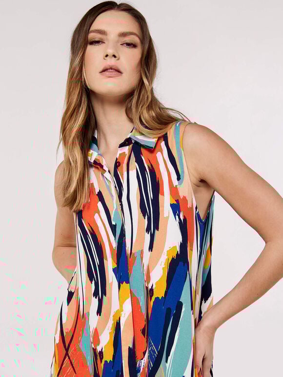 High-Low Shirt Mini Dress, Blue, large