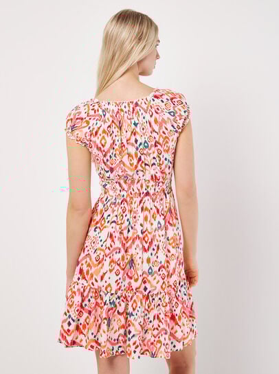 Colourful Ikat Milkmaid Mini Dress