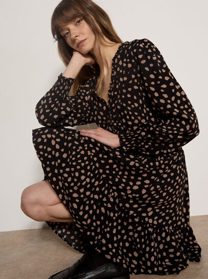 Irregular Spot Crepe Mini Dress
