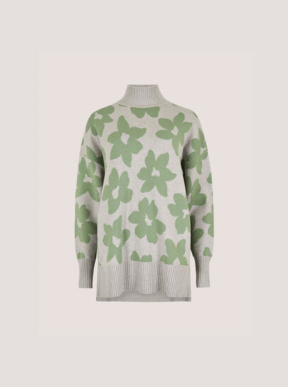 Flower Oversized Mock Neck Jumper