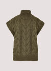 Chunky Cable Knit  Vest, Khaki, large