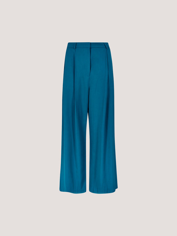Soft Tailored Wide Leg Trousers, Teal, large