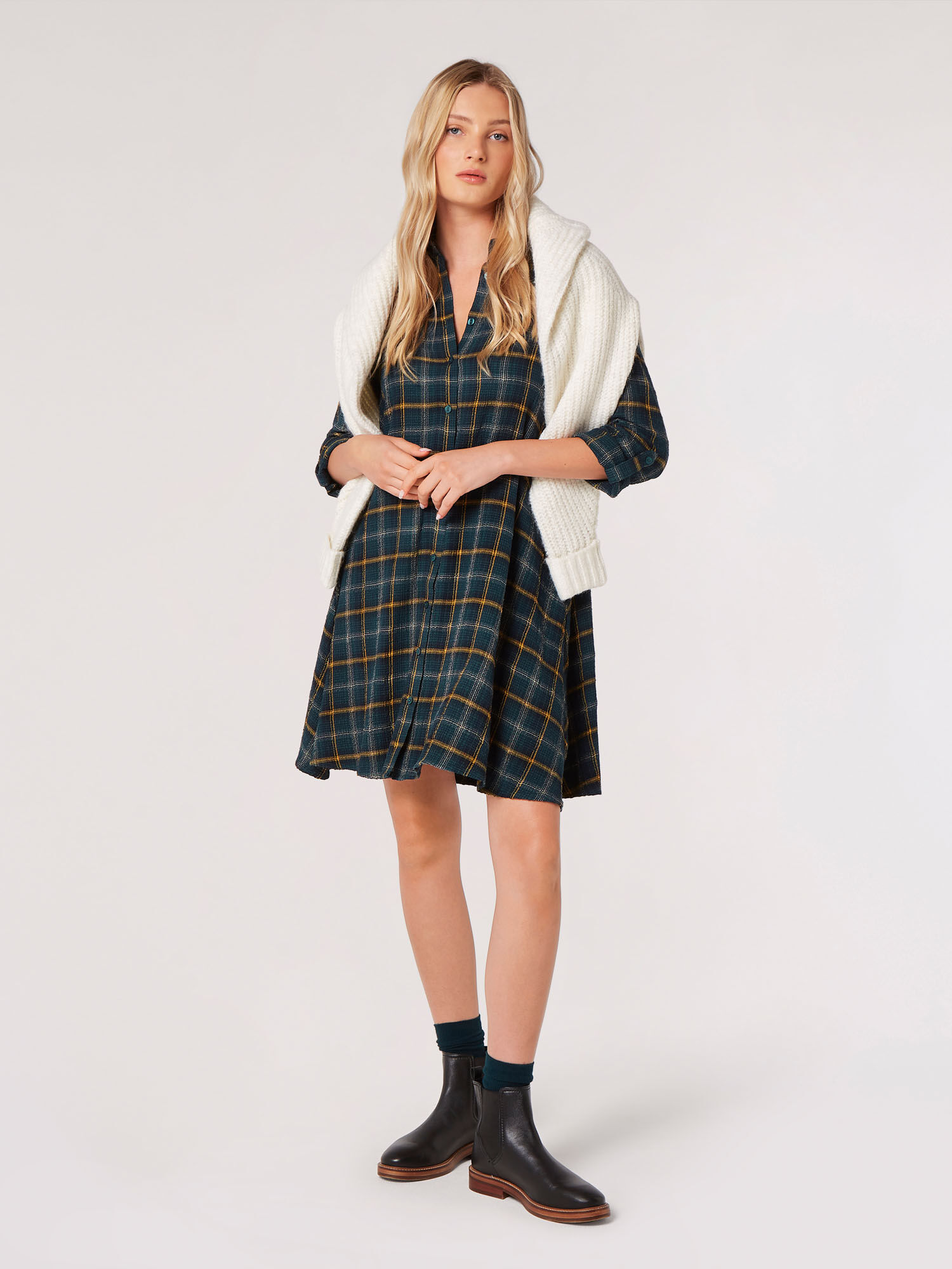 【スーパーセール】 Checked Shirt Mini Dress | Apricot Clothing ジャケット・アウター