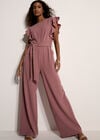 Ruffle Sleeve Jersey Jumpsuit, Purple, large