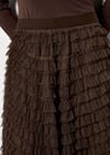 Ruffle Tiered Tulle Maxi Skirt, Brown, large