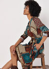 Patchwork Paisley Shirt Mini Dress, Rust, large