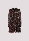 Floral Ruffle Chiffon Mini Dress, Red, large
