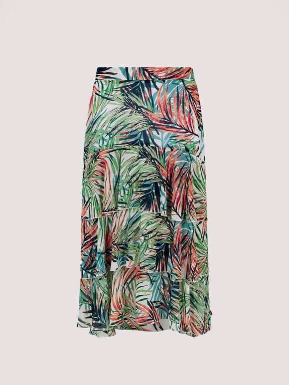 Painterly Tropical Midi Skirt, Cream, large