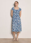 Watercolour Leaf Midi Dress, Blue, large