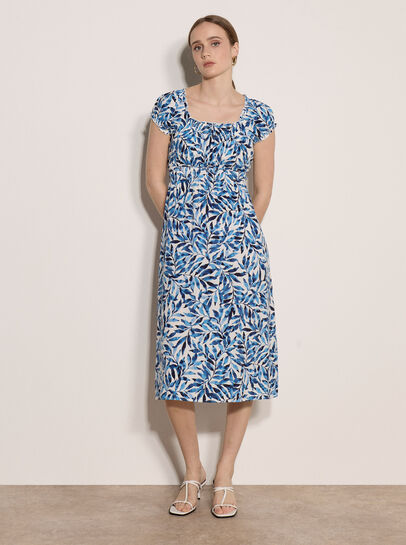 Watercolour Leaf Midi Dress