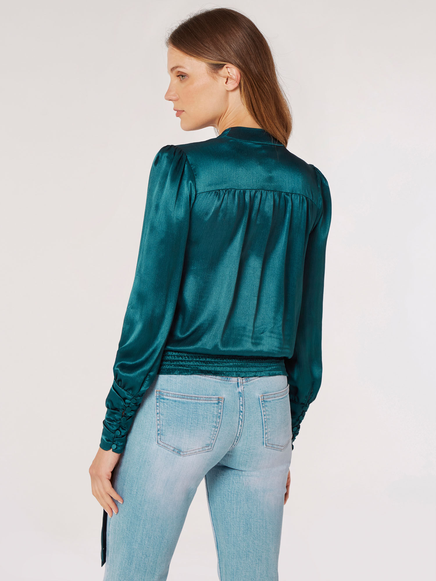 Teal satin top sales