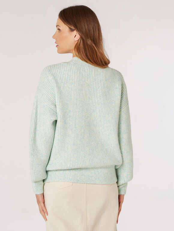 Space Dye Fisherman Knit Jumper, Aqua - Turquoise, large