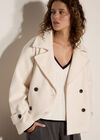 Tailored Short Peacoat Jacket, Cream, large