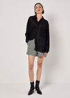 Oversized Chiffon Shirt, Black, large