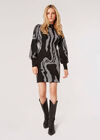 Metallic Swirl Jumper Mini Dress, Black, large